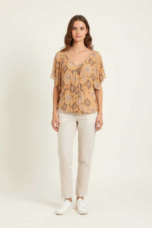 Top Marron et Gris - Taille L/40