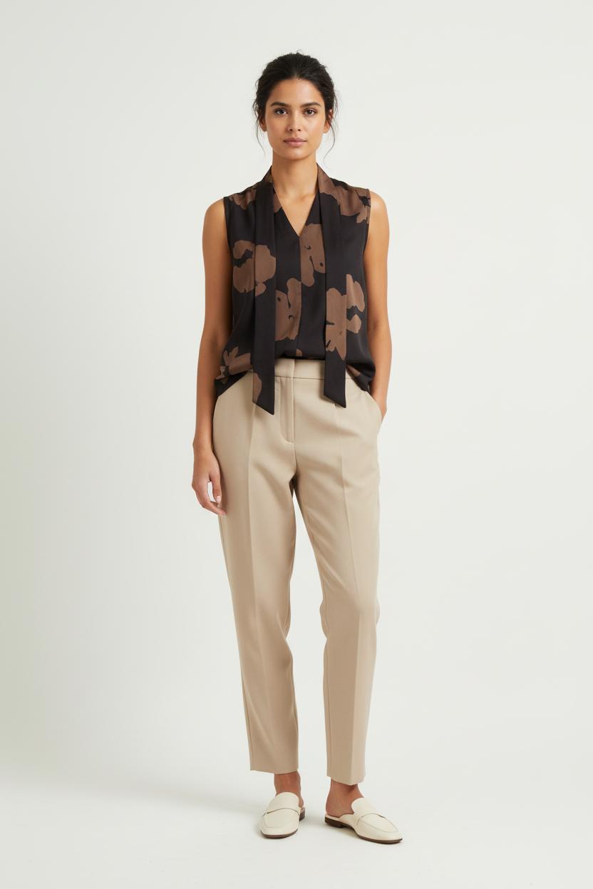 Blouse Sans Manches Noire et Marron - Taille M/38