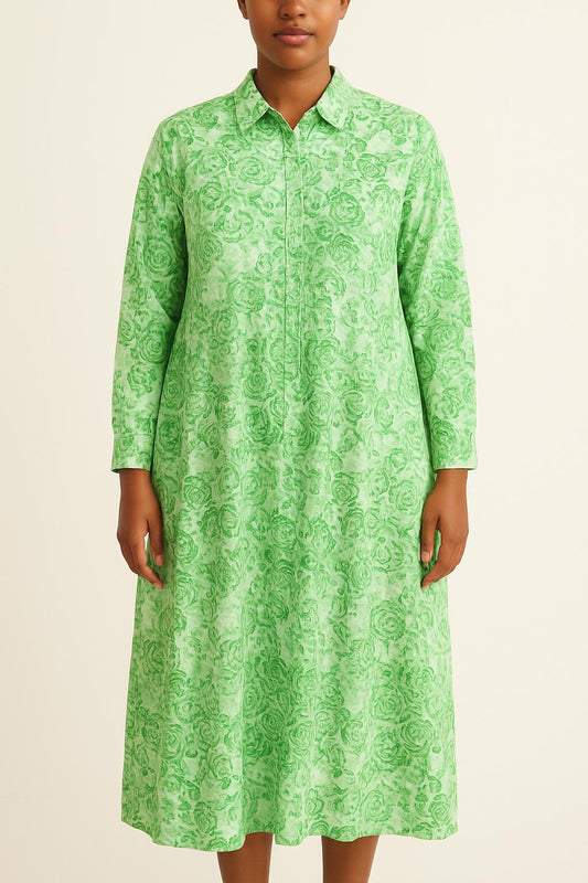 Robe Chemisier Longue Verte - Taille L/40