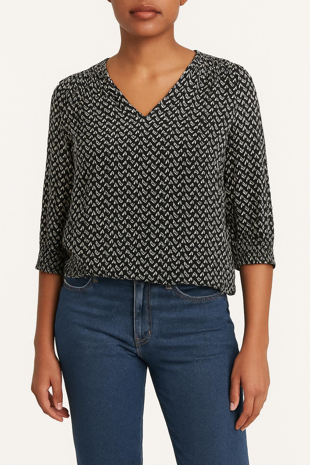 Blouse Noire et Blanche - Taille S/36