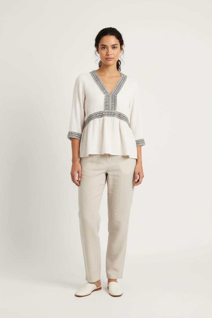 Blouse Blanche et Noire - Taille S/36