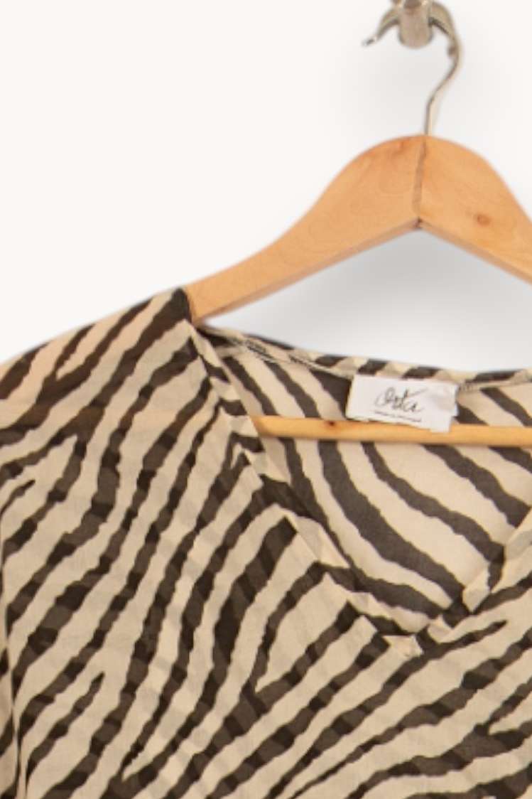 Blouse Noire et Beige - Taille S/36