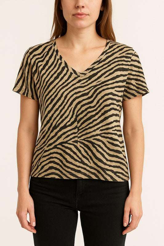 Blouse Noire et Beige - Taille S/36