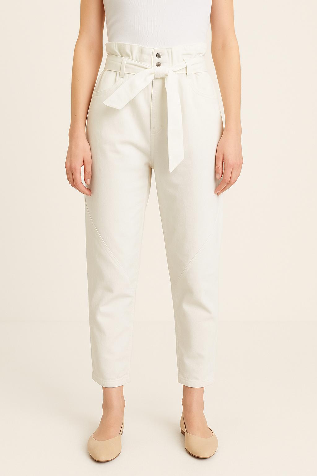 Pantalon Taille Haute Blanc - Taille XS/34