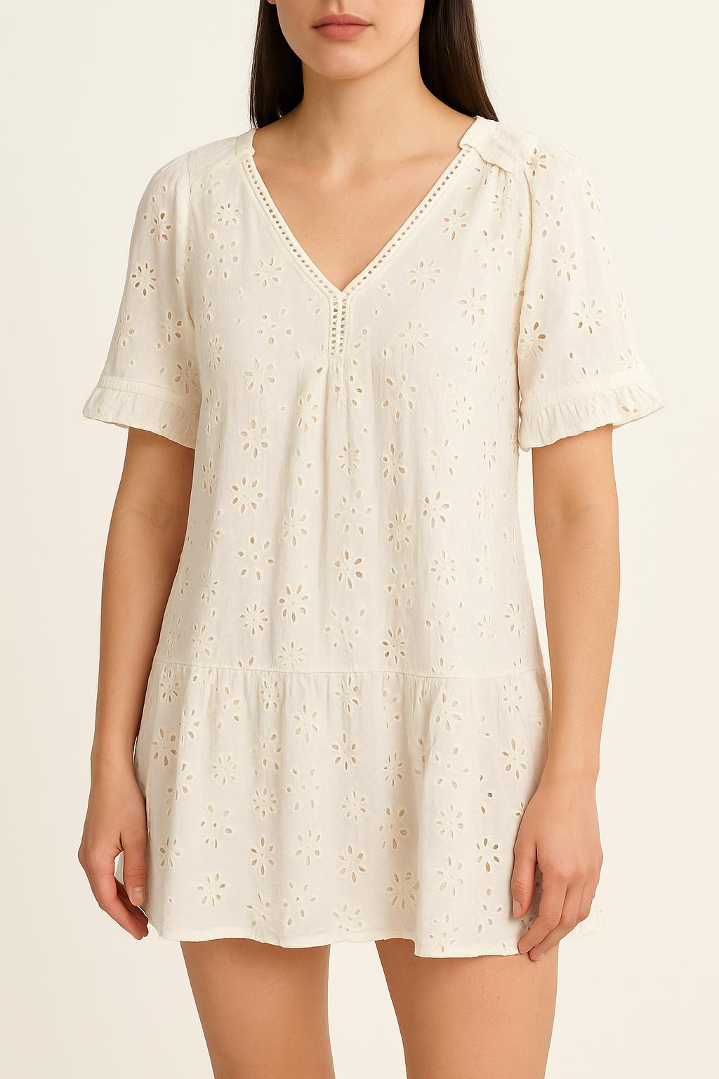 Robe Brodée Blanche - Taille M/38