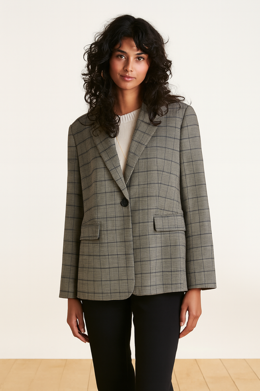 Blazer à carreaux, esprit tailleur