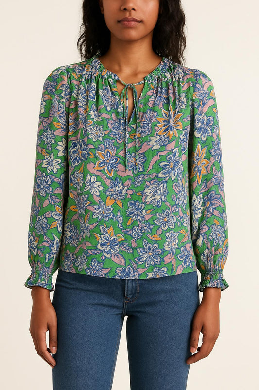 Blouse Verte et Violette - Taille S/36