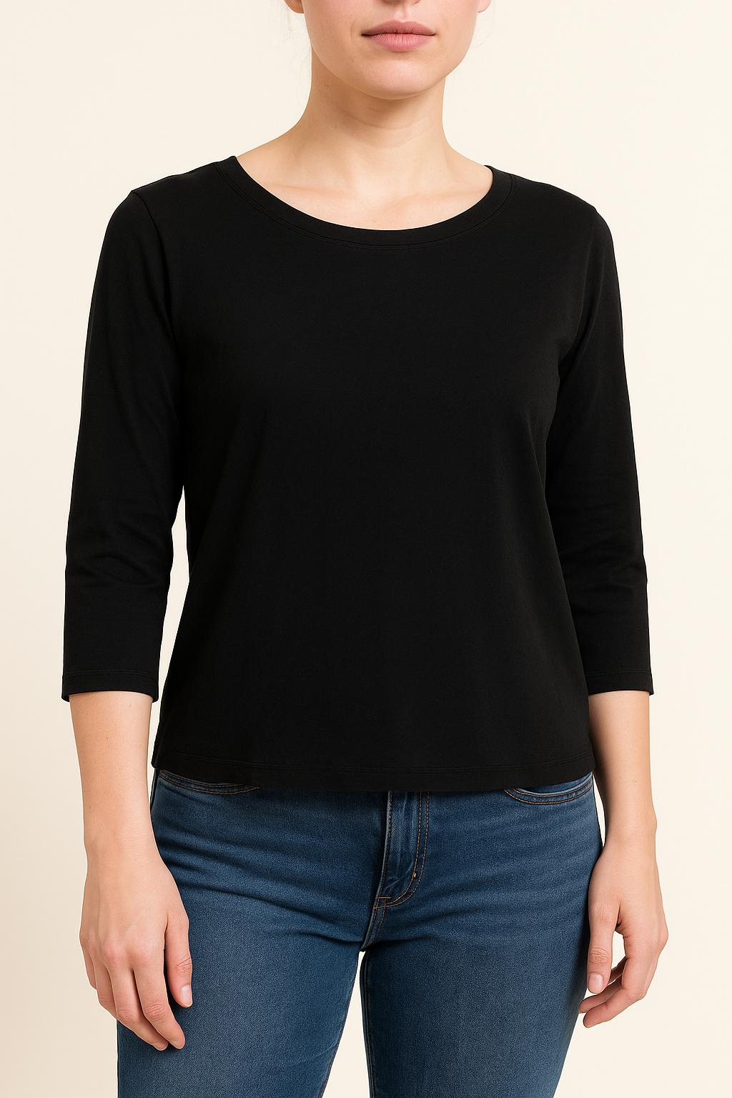 Tee-shirt Manches Trois Quarts Noir - Taille L/40