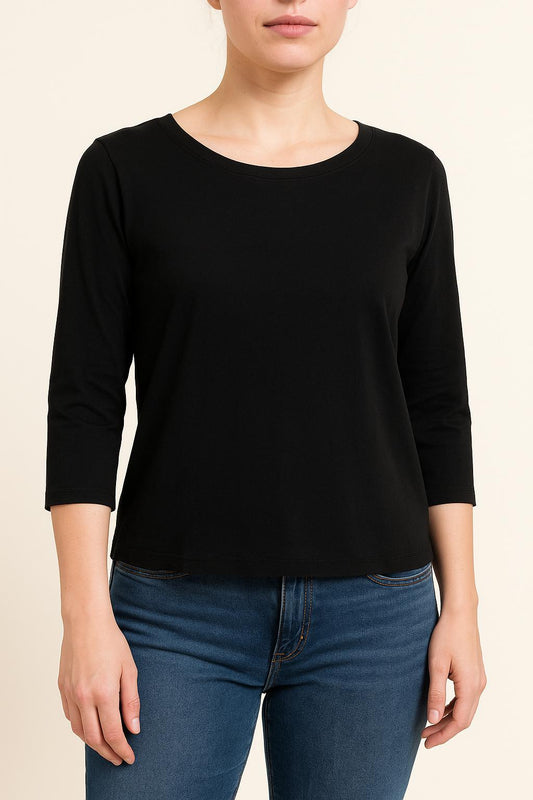 Tee-shirt Manches Trois Quarts Noir - Taille L/40