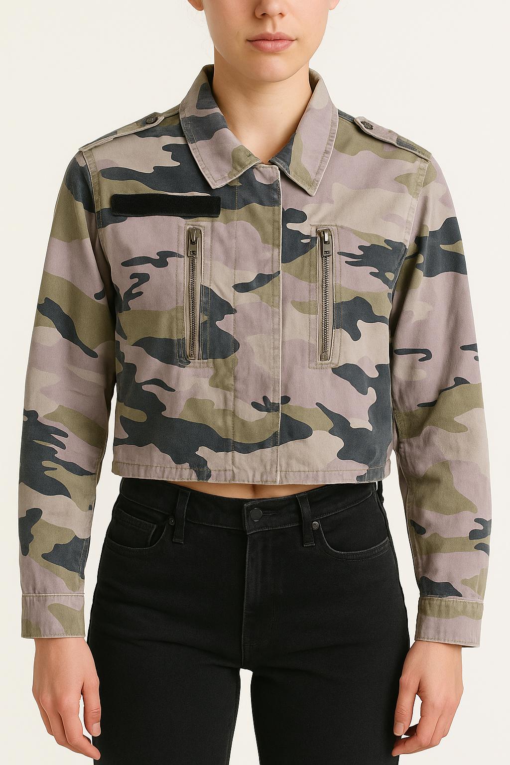 Veste Camouflage Vert et Beige - Taille XS/34