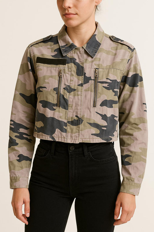 Veste Camouflage Vert et Beige - Taille XS/34