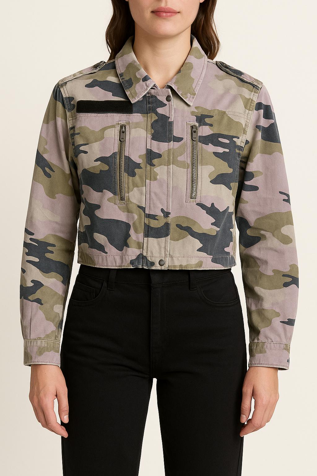 Veste Camouflage Verte et Beige - Taille XS/34