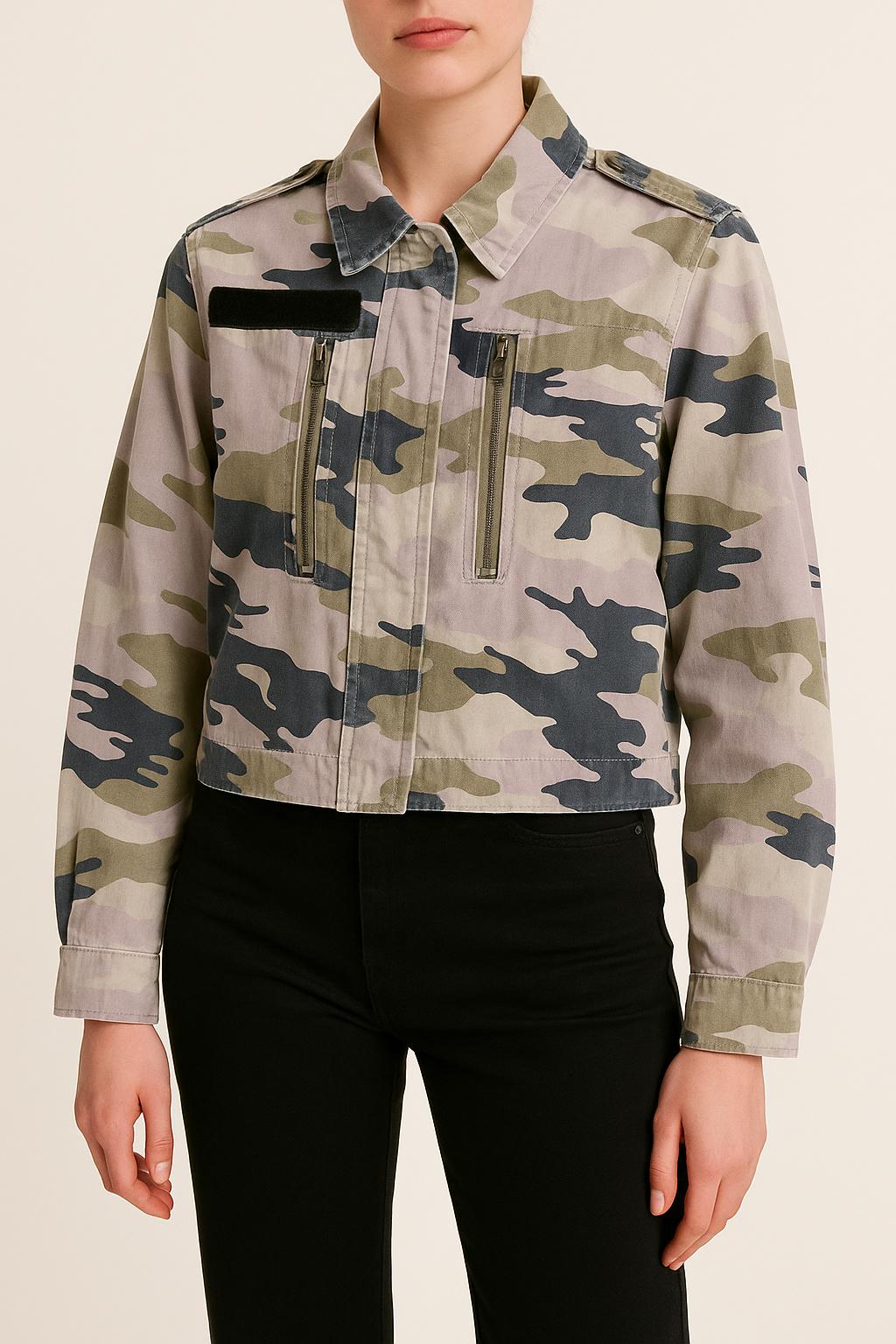 Veste Camouflage Verte Beige et Noire - Taille XS/34