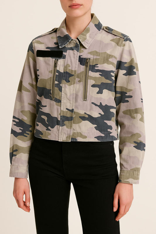 Veste Camouflage Verte Beige et Noire - Taille XS/34