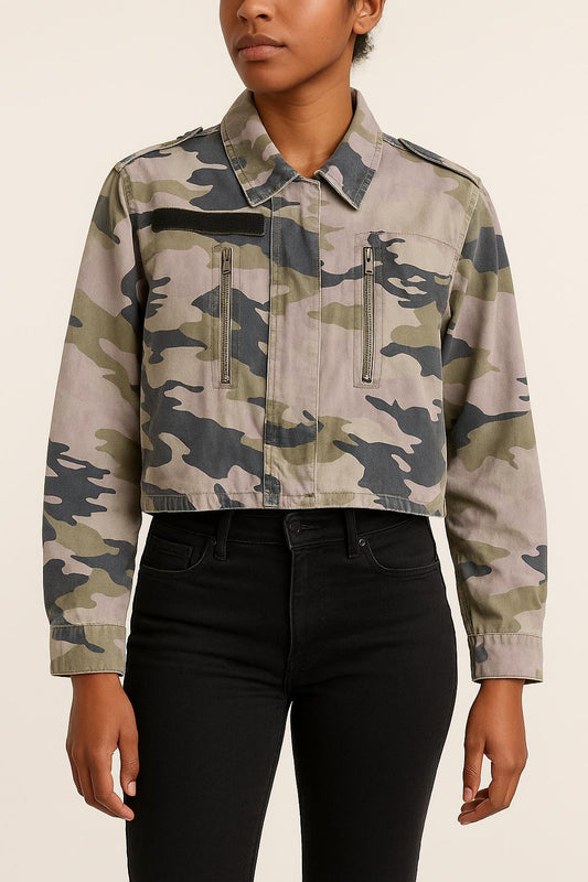 Veste Camouflage Verte et Beige - Taille XS/34