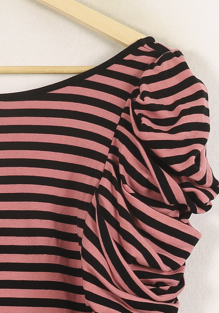 Top Rayé Rose et Noir - Taille L/40