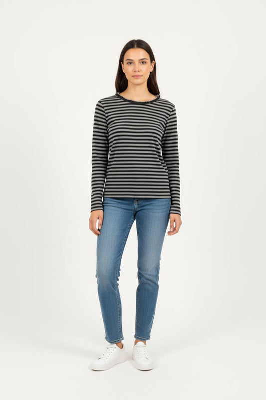 Tee-shirt Rayé Noir et Gris - Taille XXXL/46