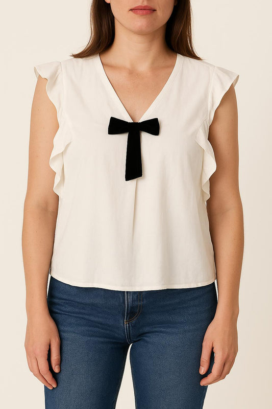 Blouse Blanche et Noire - Taille M/38