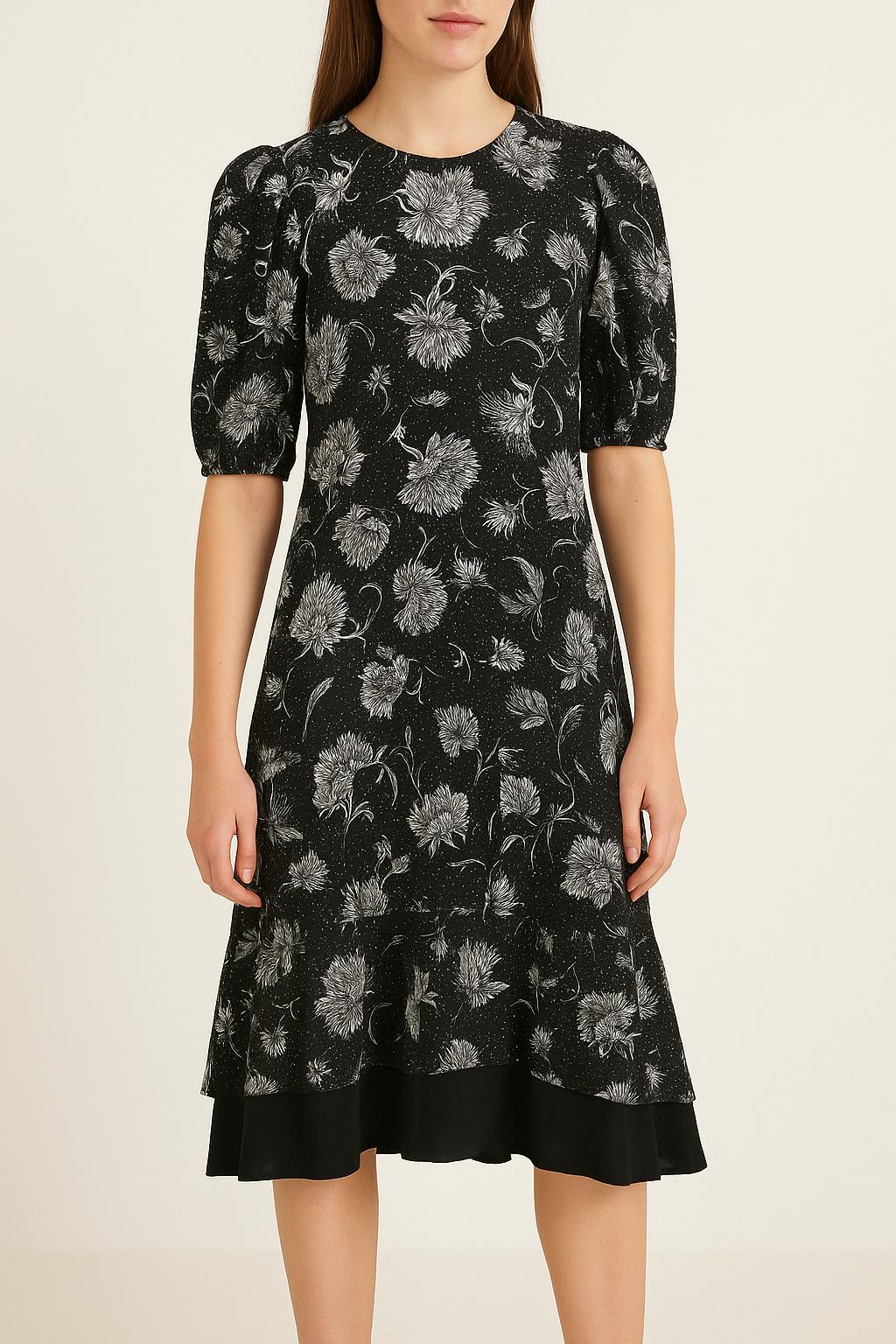 Robe Fleurie Noire et Blanche - Taille XS/34