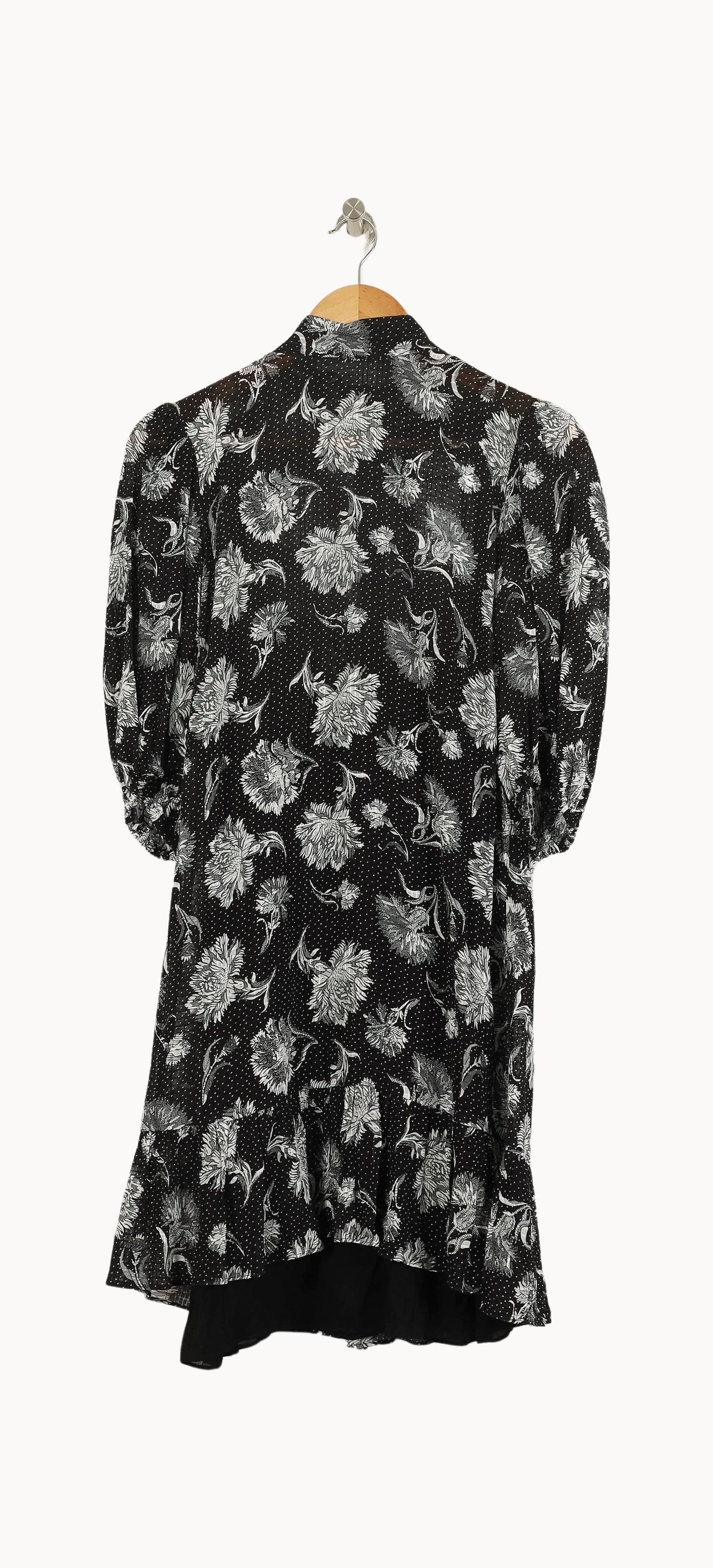 Robe Fleurie Noire et Blanche - Taille XS/34