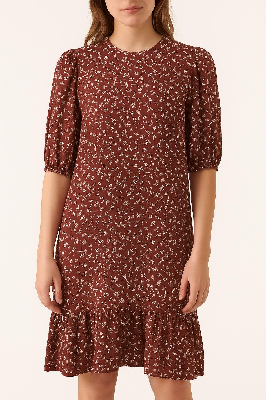 Robe Mi-Longue Bordeaux et Blanche - Taille S/36