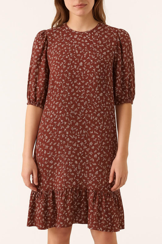 Robe Mi-Longue Bordeaux et Blanche - Taille S/36