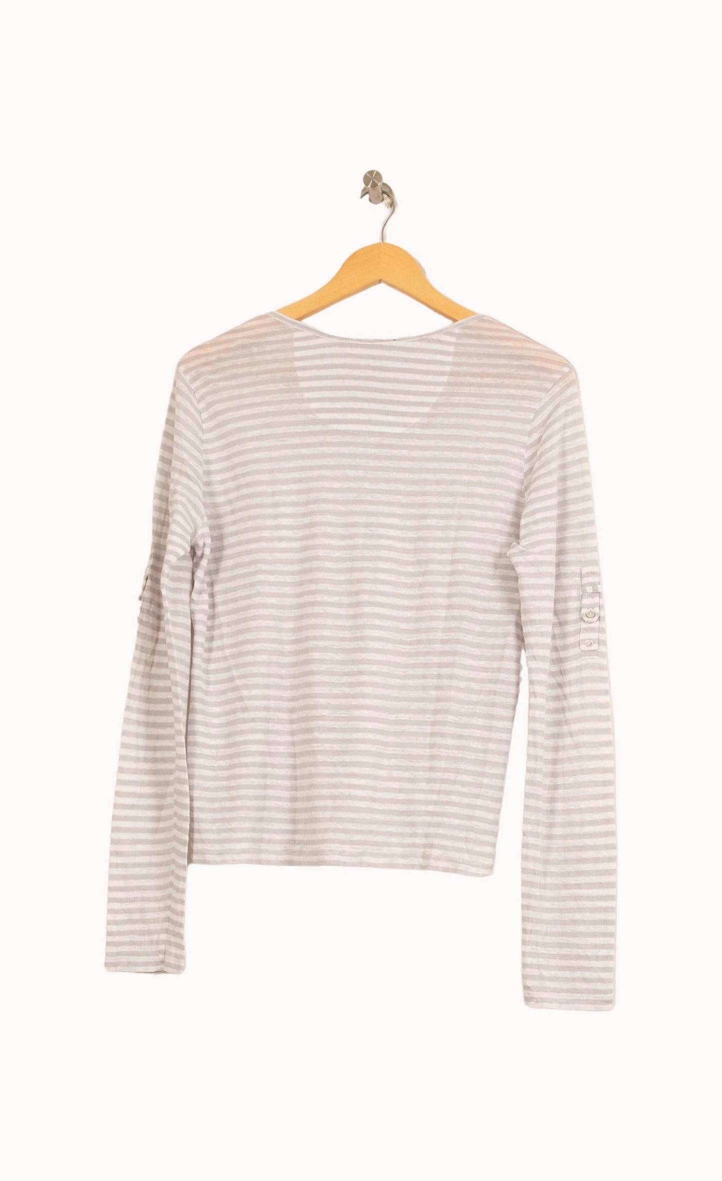 Tee-shirt Manches Longues Blanc et Gris - Taille L/40