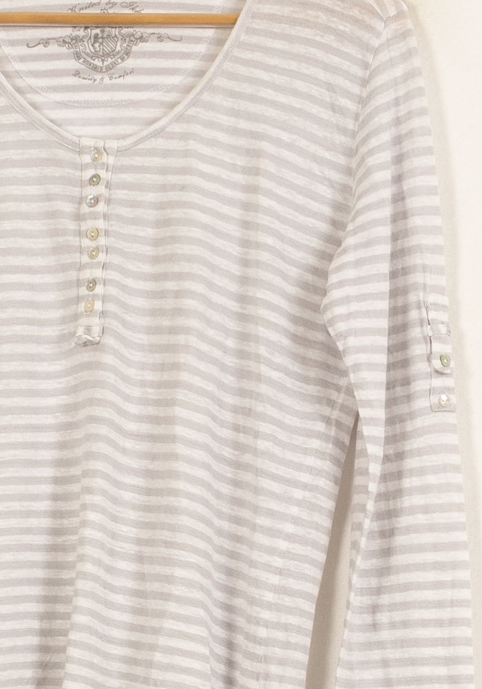 Tee-shirt Manches Longues Blanc et Gris - Taille L/40