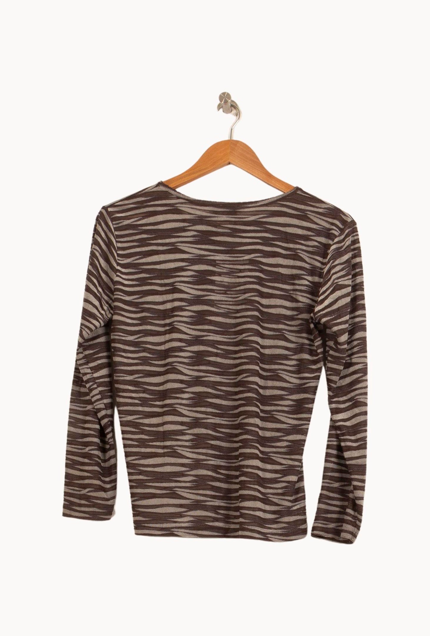 T-shirt Manches Longues Marron et Beige - Taille XL/42