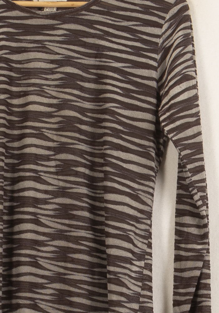 T-shirt Manches Longues Marron et Beige - Taille XL/42