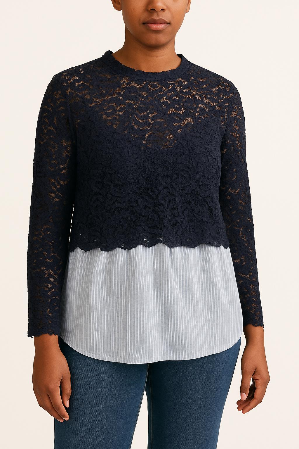 Blouse Bleu et Blanc - Taille L/40