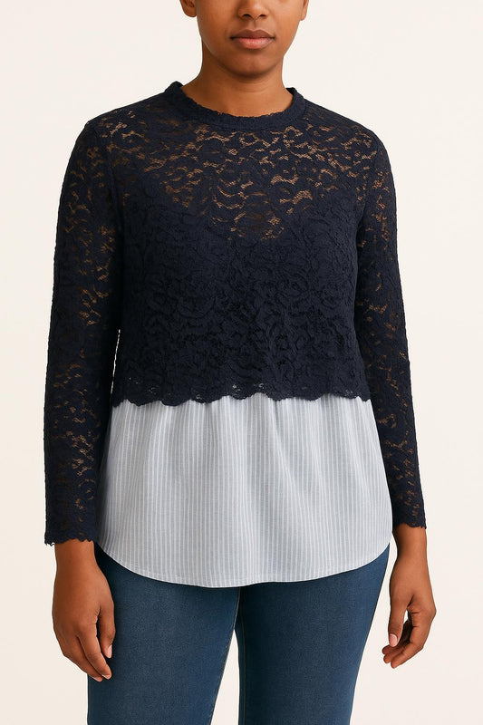 Blouse Bleu et Blanc - Taille L/40