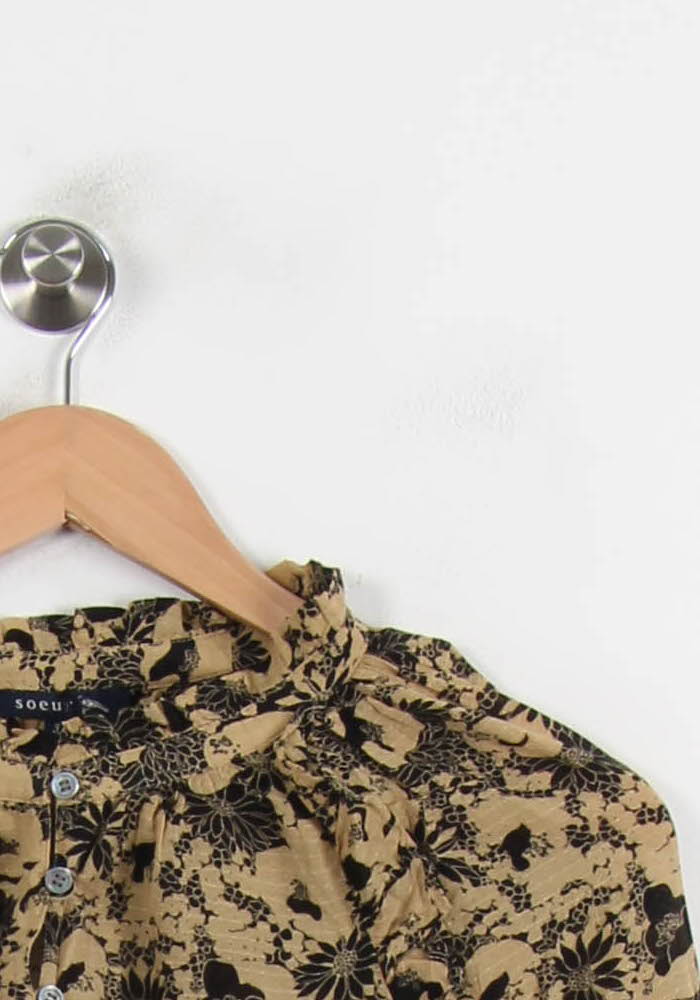 Blouse Beige et Noire - Taille M/38