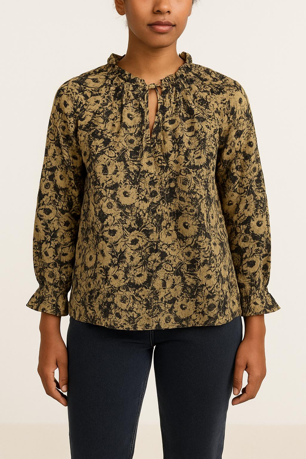 Blouse Beige et Noire - Taille M/38