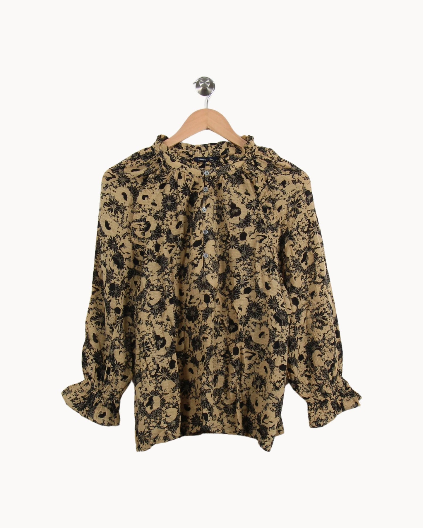 Blouse Beige et Noire - Taille M/38