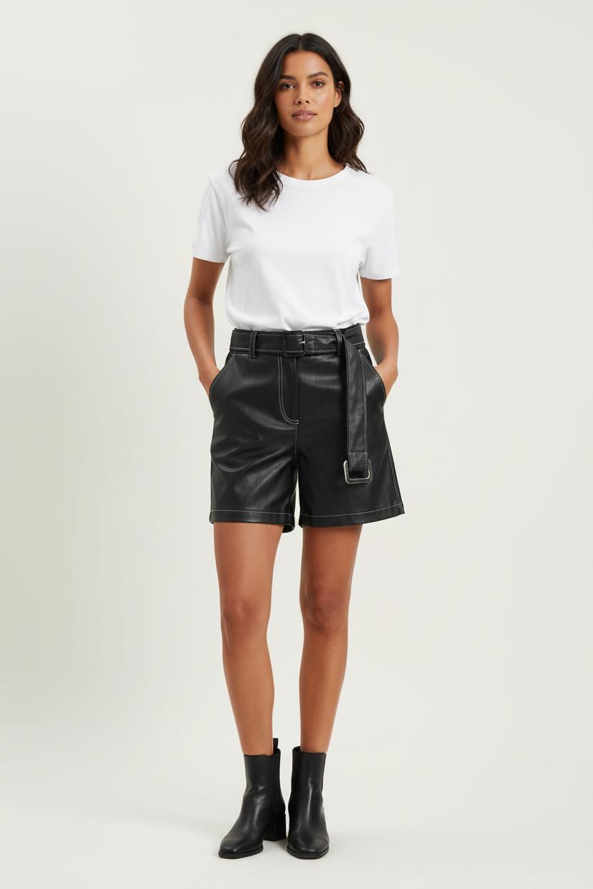 Short et Similicuir Noir - Taille L/40
