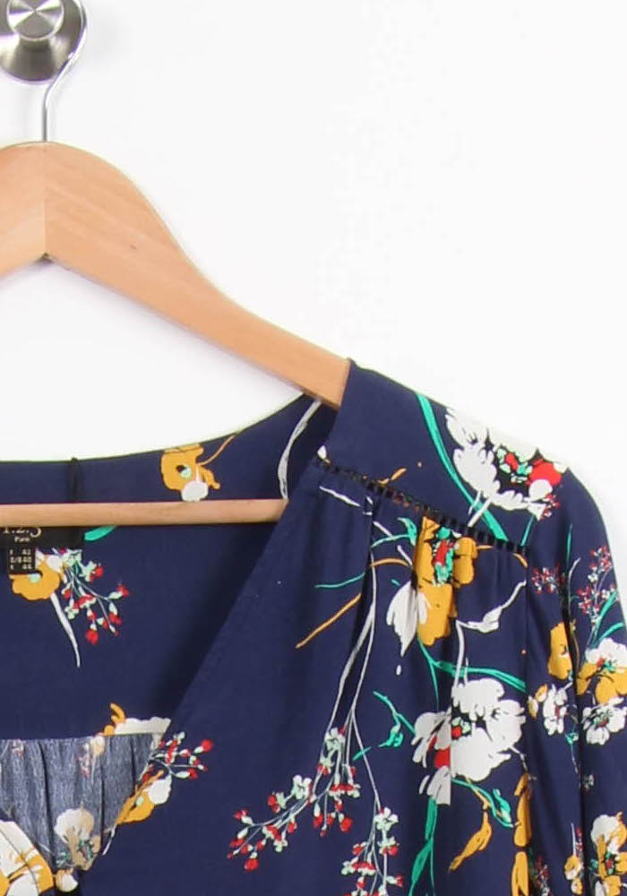 Blouse Fleurie Bleu et Jaune - Taille XL/42