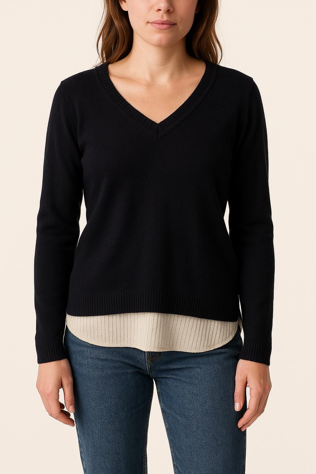 Pull Bleu et Beige - Taille S/36