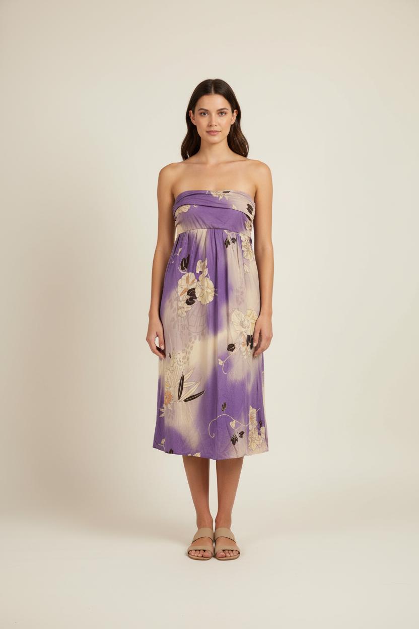 Robe Courte Violette et Beige - Taille XL/42