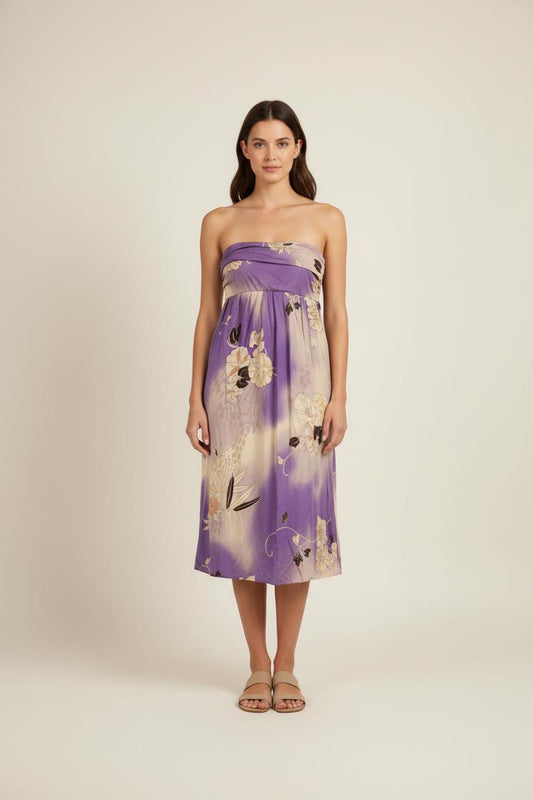 Robe Courte Violette et Beige - Taille XL/42