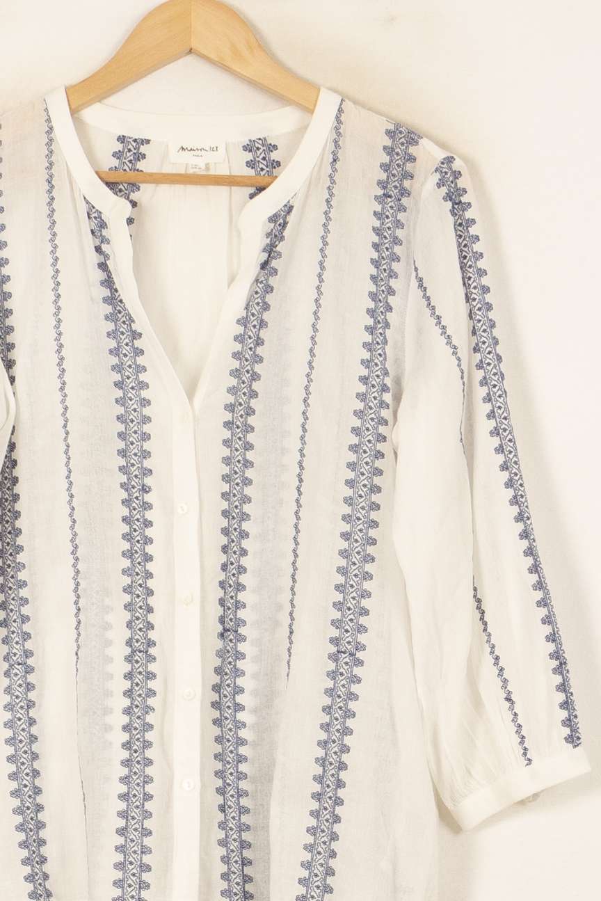 Blouse Blanche et Bleue - Taille L/40