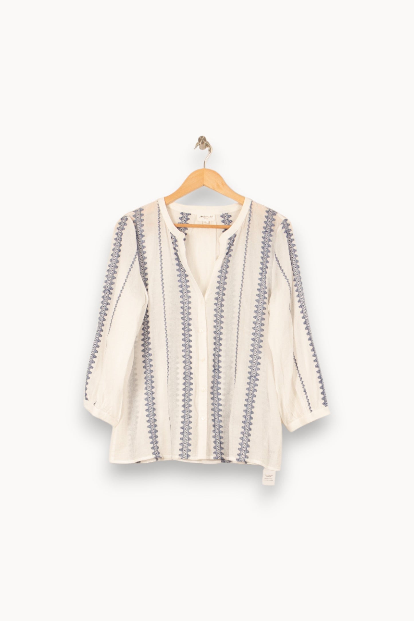 Blouse Blanche et Bleue - Taille L/40