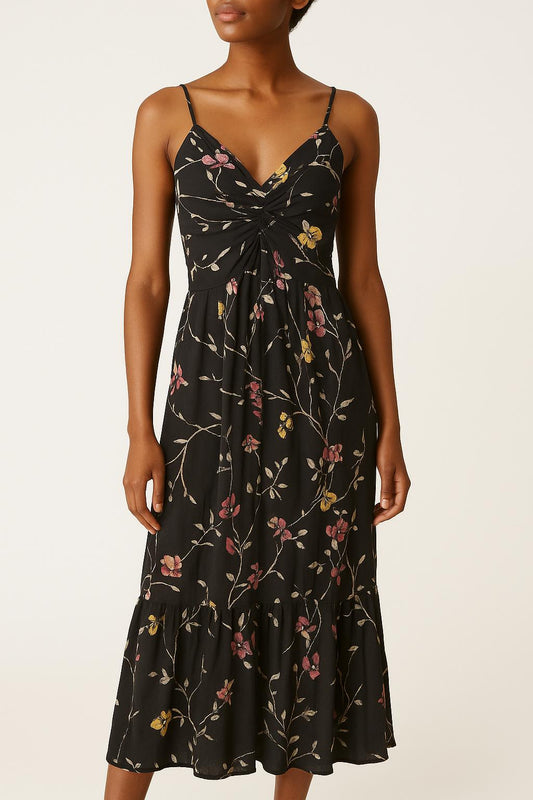 Robe Longue Noire et Multicolore - Taille XS/34