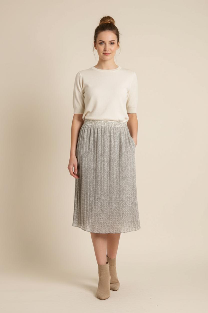 Jupe Midi Grise et Blanche - Taille M/38
