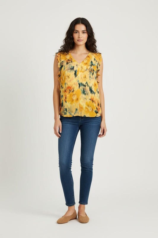 Blouse Jaune et Verte - Taille S/36