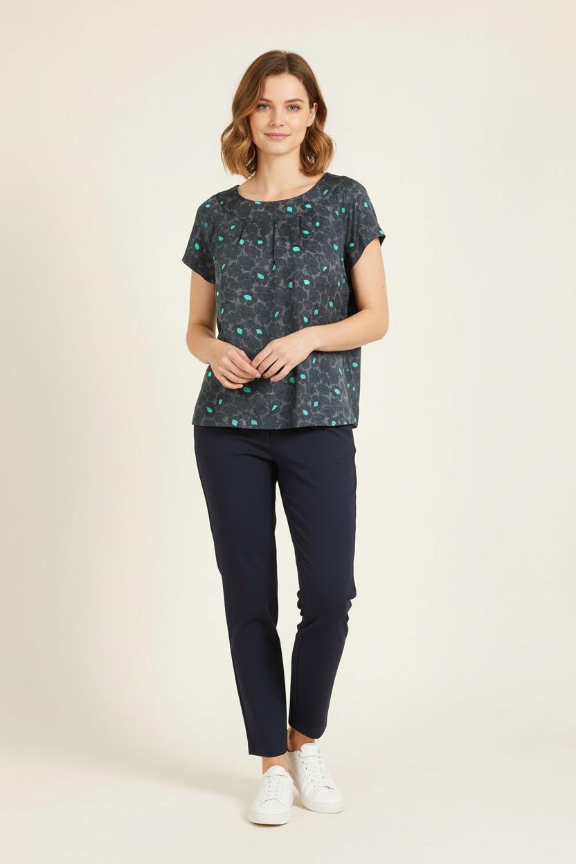 Blouse Gris et Vert - Taille M/38