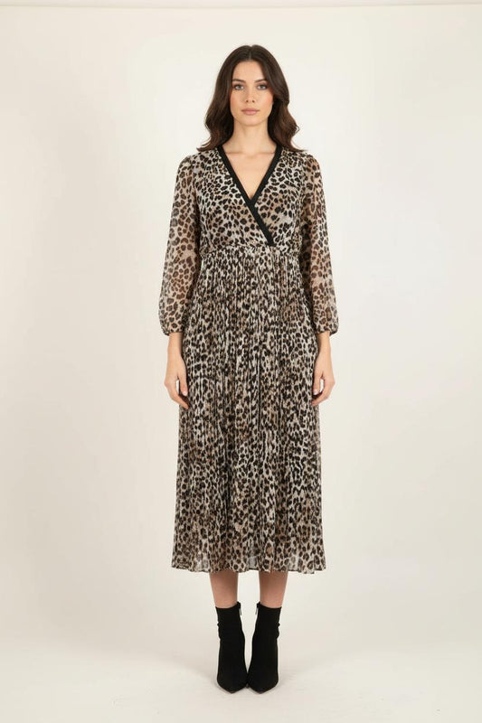 Robe Longue Léopard Multicolore - Taille L/40