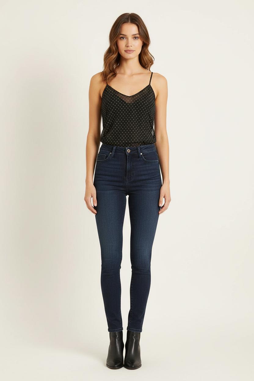 Débardeur Noir à Pois Beiges - Taille S/36