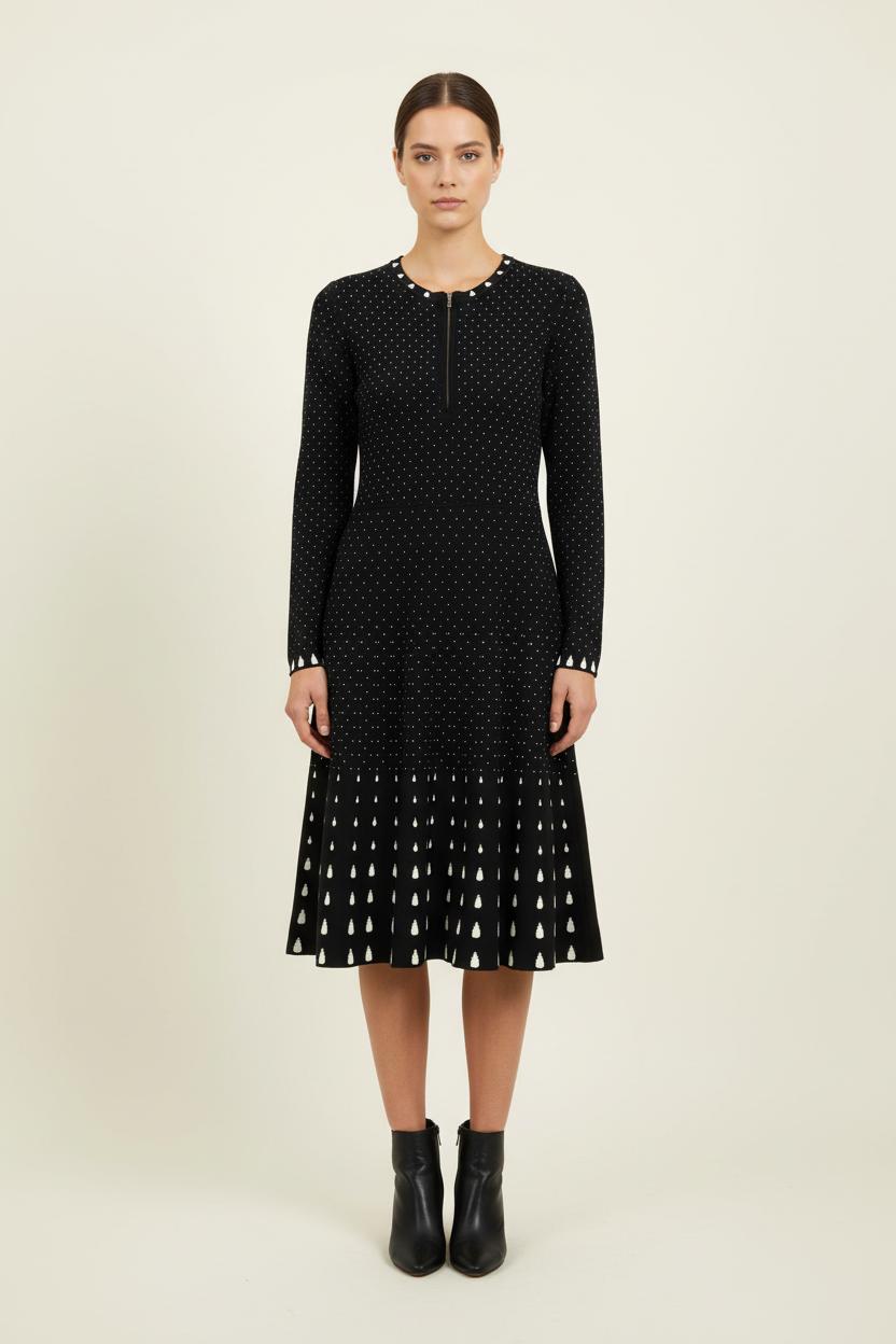 Robe Midi Noire et Blanche - Taille L/40