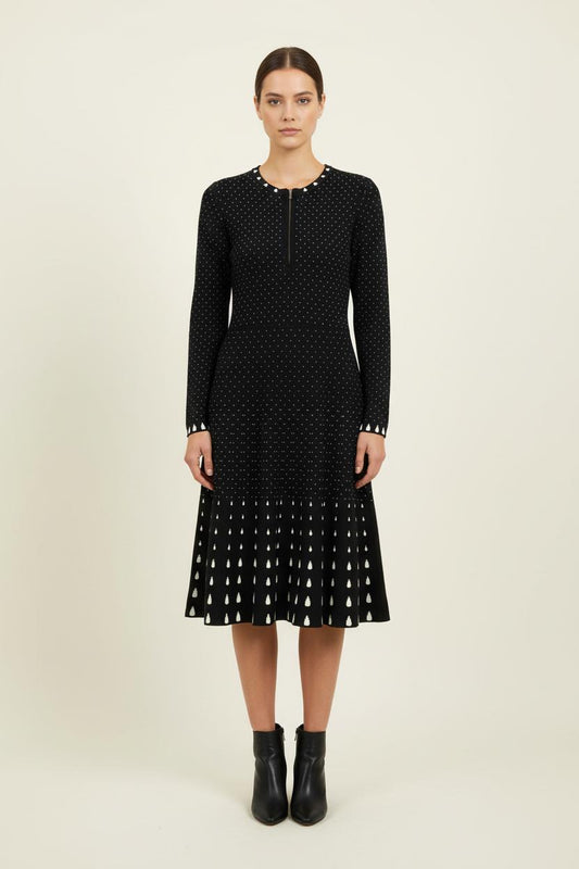 Robe Midi Noire et Blanche - Taille L/40